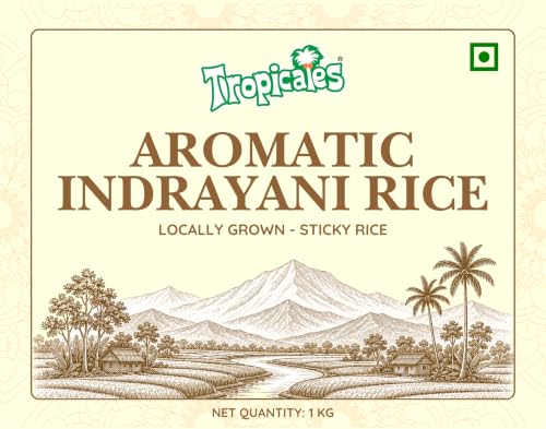 Image of Tropicales Aromatic Indrayani Rice 1 KG | Premium Sticky Rice | Origin Maharashtra | Traditional, Rich & Aromatic | Medium Grain | Authetic & Tasty - 1 KG
