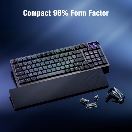 Image of ASUS ROG Azoth 96 HE Wireless Hall Effect Gaming Keyboard - 96% Full-Size, Tri-Mode, Hot Swappable Magnetic Switch, Rapid Trigger, Speed Tap, 8K Hz Polling, Color OLED Screen, ABS Keycaps - Black