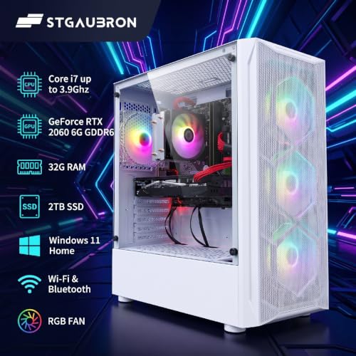 Image of STGAubron Gaming PC Desktop,Core I7,RTX 2060 6G,32G RAM,2TB SSD