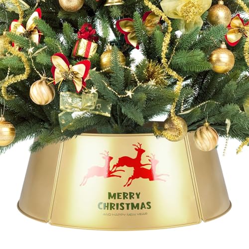 HarcoHome Metal Christmas Tree Collar, 5-Panel Circular Tree Skirt, Durable
