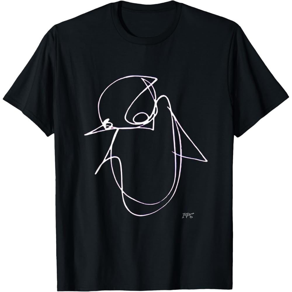 Amazon | Tシャツ ブラック 白 ライン画 顔 輪郭 顎線 シンプル
