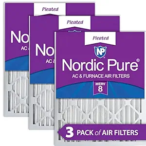 Nordic Pure 20x25x2M8-3 MERV 8 Pleated AC Furnace Air Filter, 20x25x2, Box of 3