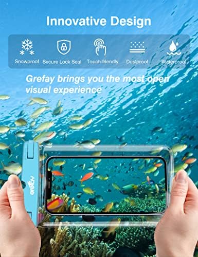 Grefay Wodoszczelne Etui na Telefon Komórkowy 2 Sztuki IPX8 Wodoszczelne Pyłoszczelne z Smyczą Kompatybilne z Urządzeniami Poniżej 7 Cali (Zielony)