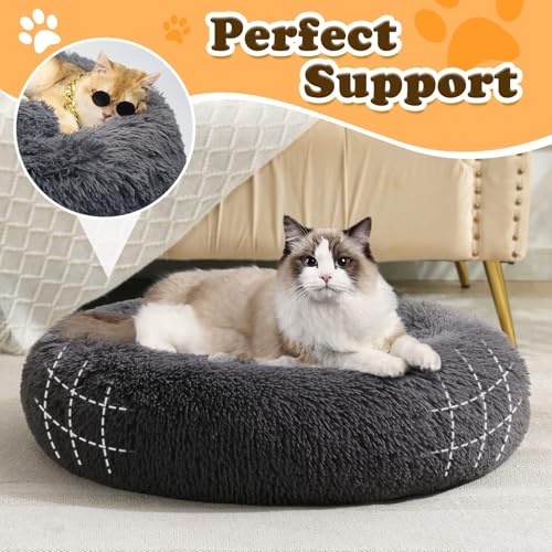 Image of JOLLYVOGUE Dog Bed, Calming Anti-Anxiety Large Dog Bed, Fluffy Donut Cushion for Medium and Large Pets (39 inch)
