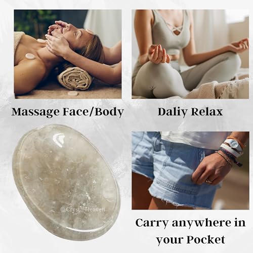Image of Crystal Heaven Certified Smoky Quartz Thumb Worry Pebbles Stones Anxiety Stress Relief Massage - Aaa Grade Original Healing Gemstone Agate Rubbing Stone Yoga Meditation Spiritual Reiki Feng Shui