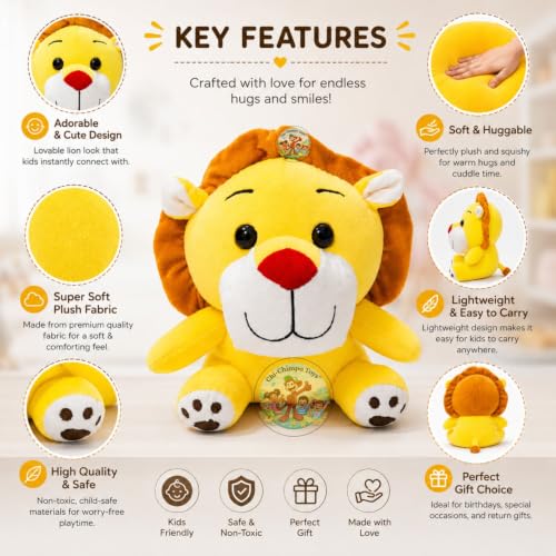 Image of Sitting Lion Soft Toy 25 cm Plush Stuffed Lion for Kids