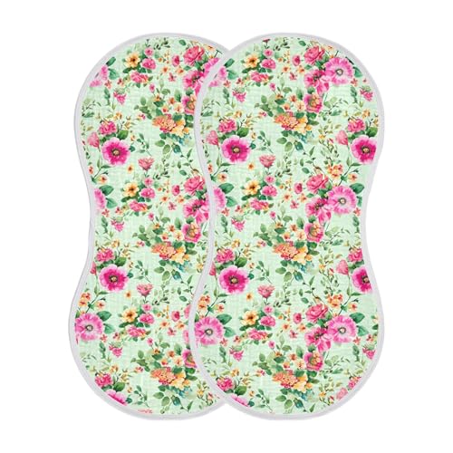 xigua Watercolor Flowers Muslin Baby Burp Cloths Set of 4, Super Soft & Absorbent Burping Rags, Cotton Burp Clothes Shower Gift for Newborn, Baby Girls and Boys2