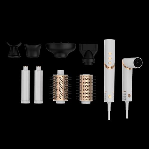 Miniatura 2 de DYJPRO Secador de pelo 6 en 1, voluminizador, secadora de pelo desmontable, cepillo de aire caliente para alisar, rizar, secar, peinar