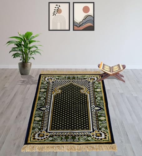 Image of Janamaz Prayer Mat - Turkey Soft Velvet Namaz Mat | Premium Aasan for Daily Salah, Janimaz Namaz, Comfortable & Durable Prayer Mat | 44x27 Inch, (09)