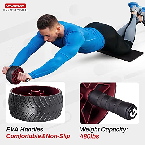 Vinsguir Ultra-Wide Ab Roller Wheel, Abs Workout Equipment for Abdominal & Core Strength Training, Exercise Wheels for Home Gym Fitness, Ab Machine with Knee Pad Accessories - Image 4