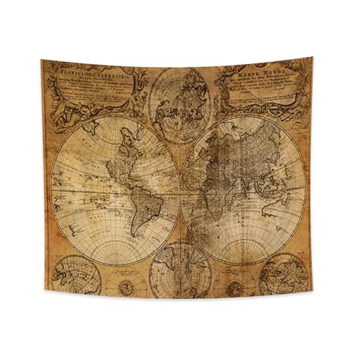 Arazzo e decorazione da parete con mappa del mondo: 180 x 160 cm (W x H), dotato di borsa per l’imballaggio, istruzioni chiare e accessori per l’installazione, facile da appendere al muro