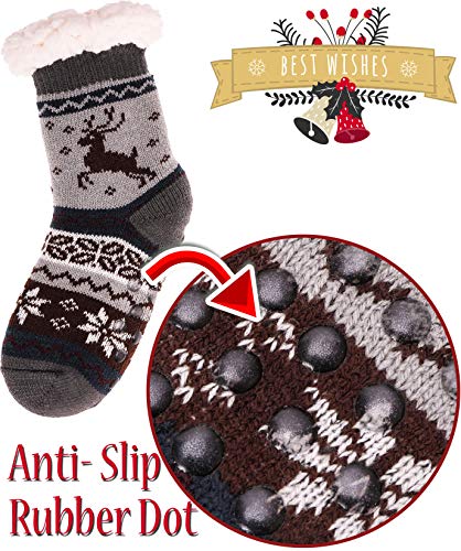 Image of MOGGEI Girls Slipper Fuzzy Socks Kids Boys Fluffy Fleece Lined Warm Plush Sherpa Winter Child Home Socks