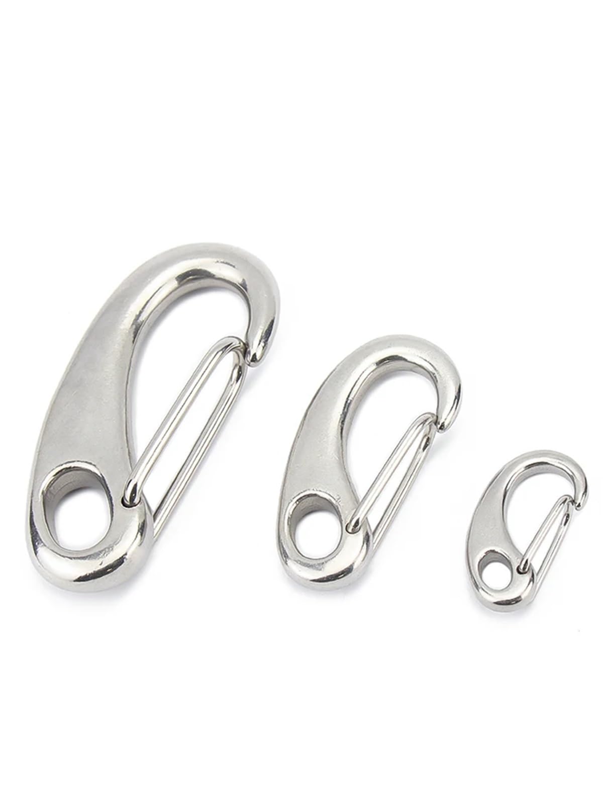 Mousqueton Lot de 5 mousquetons à Ressort en Forme d'œuf en Acier Inoxydable 304 30/50/70/100 mm, Mousqueton à maillon/déclenchement Rapide très résistant(M100-1pcs)