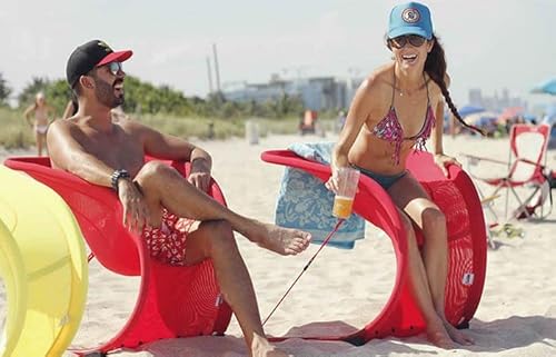 Qsto Portable & Foldable Lounge Chair- Comfortable, Light Weight & Easy To Carry Lounge Chair For Outside, Mid-Century Modern Design For Patio, Lawn, Camping, Picnic, Beach-Indoor & Outdoor Use- Red #TOP1