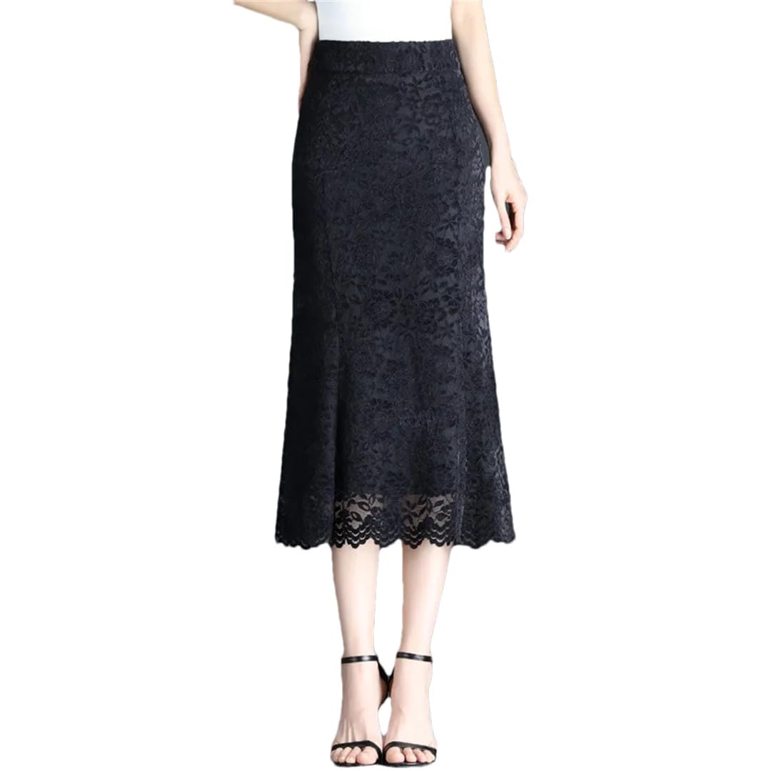 Pizzo Fishtail Midiskirt Donna Temperamento Borsa Hip Gonna Ufficio Signora One-Step Gonna Lunga