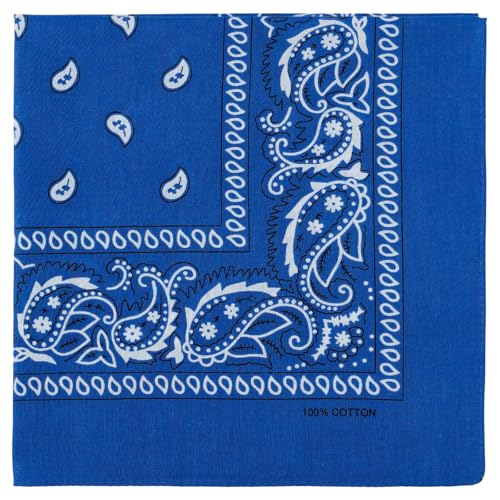 combocube 12 Pack(one dozen) Multi-Purpose novelty Blue Cotton Paisley Cowboy Bandanas Headband for Men Women and Child