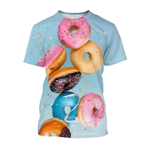 XINRUYI Schattig 3D afgedrukt T-shirt Chocolade Donut Patroon Mens Womens Casual Korte Mouw