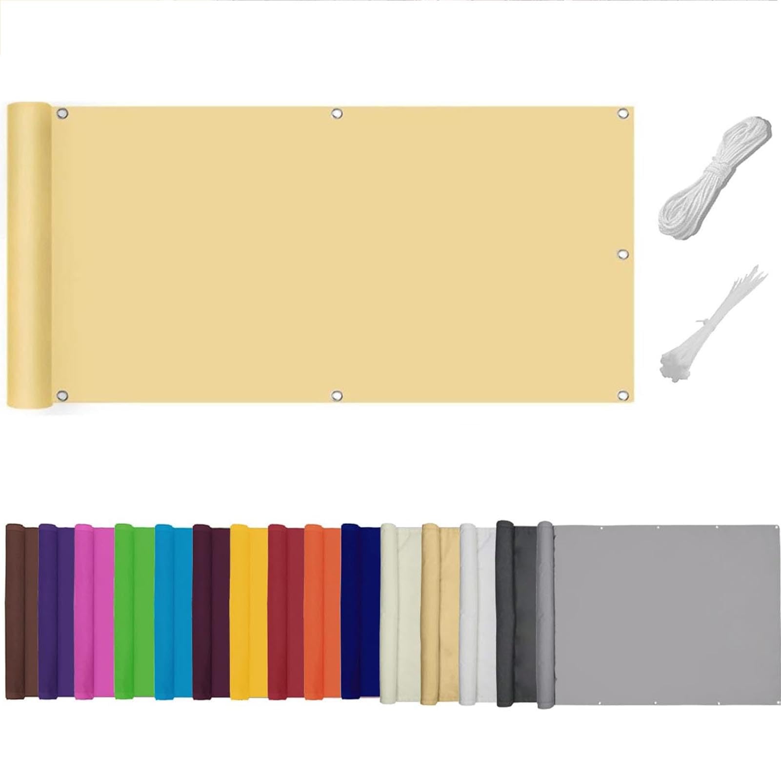 QSZTJJ Garden Privacy Screen for Deck,Patio & Balcony | Heavy-Duty 180 G/m² PVC UV Protection & Windproof Garden Screening | Multiple Sizes & Colors Available (0.6x2m,Yellow Beige)