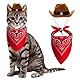 LaVenty Braunrot Katzen Cowboy Hut Cowboyhut für Katzen Bandana Mini Haustier Cowboy kostüm für Halloween Party Dekoration