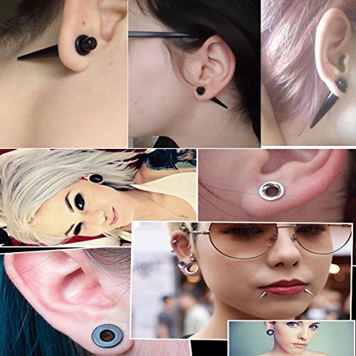JDXN 64 PCS Acrylic Spot Gauge Kit Spiral Tapers Tunnels Plugs 14G-00G Ear Stretching Starter Set Jewelry (Dark Blue)