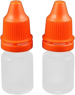 Aexit 2Pcs 5ml Bottles & Jars Dropper Clear Plastic Bottle Drop Eye Liquid Squeezable Empty Centrifuge Bottles Red Cap