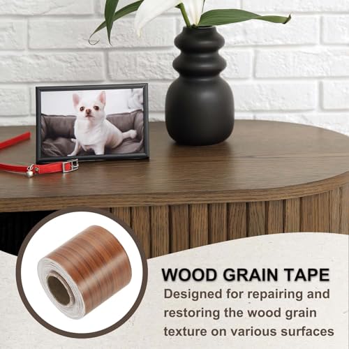Image of PATIKIL Wood Grain Tape 2 inch x 32 ft, Self-Adhesive Wood Texture Repair Tape Realistic Wooden Effect Patch for Furniture Cabinets Floor Walls, Brown