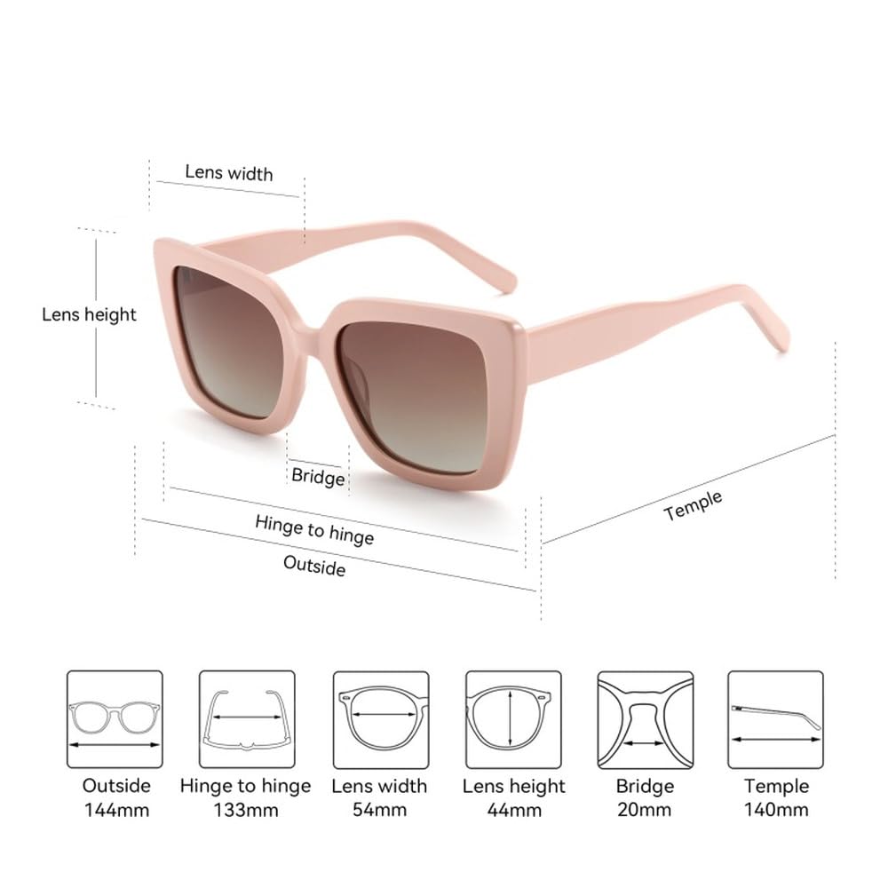 Gafas de sol polarizadas de acetato con montura gruesa para mujer y protección UV400.
