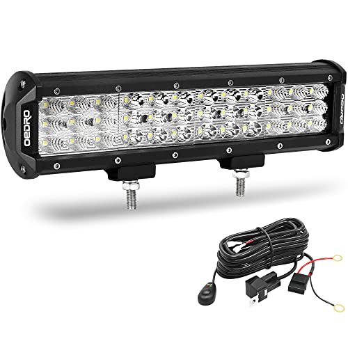 oEdRo LED Light Bar 12 Inch 180W Tri-Row Work Lights Spot Flood Combo Beam Driving Fog Lamp with w/Wiring Harness, Fit for Off Road Truck Car Jeep Boat SUV ATV UTV Pickup
