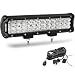 OEDRO LED Light Bar 12 Inch 180W LED Work Light Spot Flood Combo Beam Triple Rows Driving Fog Lights w/Wiring Harness Compatible for Off Road Truck Car Jeep Boat SUV ATV UTV Pickup