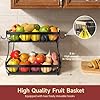 Sevenblue 2 Tier Large Fruit Basket for Kitchen Counter with 2 Mobile Banana Hangers, 2026 Pro Detachable Metal Fruit Bowl with Wooden Handle, Fruit Holder for Bread Snack Veggies with Protective Mats #1