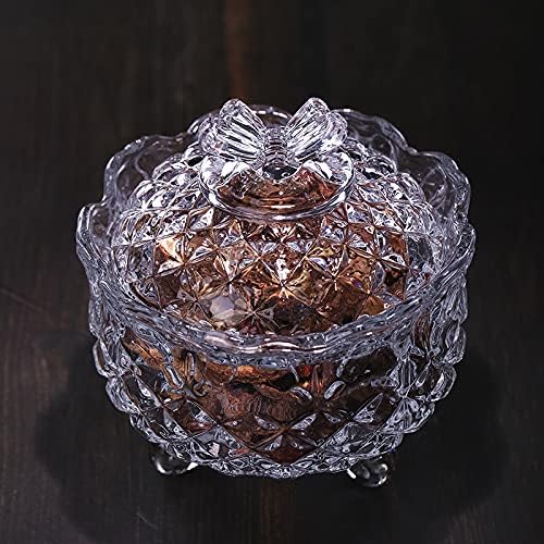 Crystal Candy Dish Small Glass Jar Set with lid Sugar Bowl Cookie Jar Jewelry Dish Container for Home Kitchen Office Bathroom 3 Pcs - Image 5