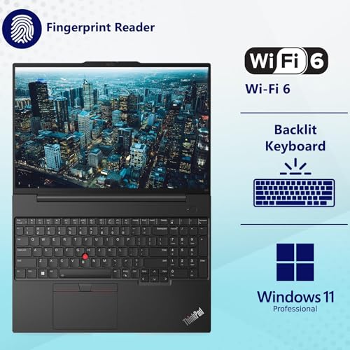 Image of Lenovo ThinkPad E16 G2 16 inch FHD+ Laptop Computer, AMD Octa-Core Ryzen 7 7735HS, 16GB DDR5 RAM, 512GB PCIe SSD, WiFi 6, Windows 11 Pro