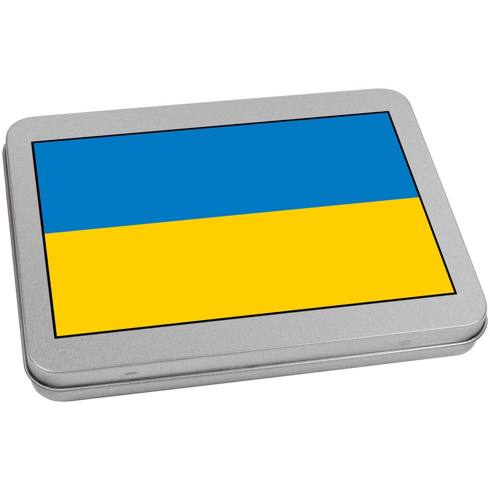 Azeeda 170mm 'Ukraine Flag' Metal Hinged Tin/Storage Box (TT00108899)