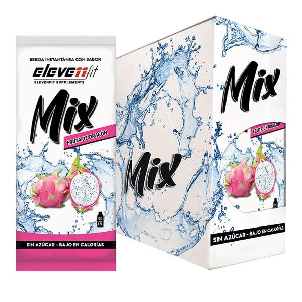 Eleven Fit Mix Instantáneo Sabor Fruta De Dragón | Prepara 1.5L de Bebida Saludable, Sin Azúcar y Baja en Calorías | Ideal para Mezclar con Agua y Mejorar tu Dieta | Caja de 24 Sobres