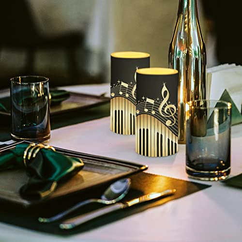 Emoming Golden Music Piano Flameless Candles Flickering Battery Operated Led Candles 2Pcs With Remote Color Changing/Timer, Home Bedroom Party Decor #TOP3