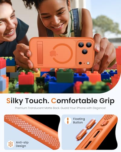 Image of Vihibii for iPhone 17 Pro Max Case with Stand & Camera Control, [Compatible with Magsafe], Full Lens Protection & Military Grade Protection, Translucent Slim Non-Slip Phone Cover, 6.9 inch 2025, Orange