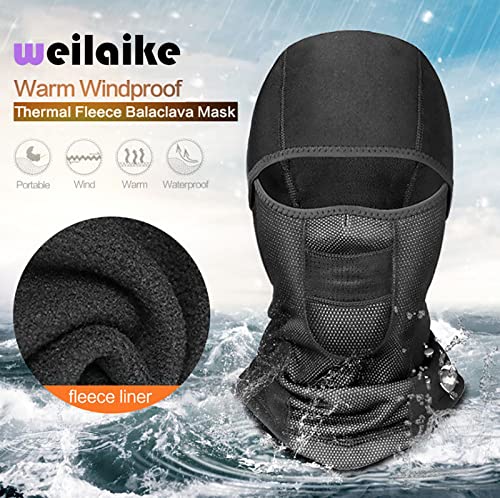 Weilaike Cold Weather Balaclava Ski Mask,Unisex Winter Riding Mask, Warm Motorcycle Riding Hood, Outdoor Windproof Waterproof Ski Mask(Black) #TOP1