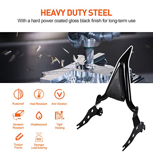 Sresk Fat Boy Sissy Bar Passenger Backrest Pad, Detachable Motorcycle Black Tall Rear Seat Back Rest For Harley Fat Boy 2018-2022 Breakout 2013-2022 With Docking Hardware (Fat Boy 2018+) #TOP1