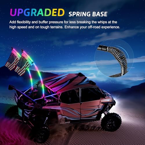 Ehaho EH3FT2 2 Pack 3Ft Whip Lights With Spring Base,Led Whip Light With App & Remote Control, Spiral Rgb Chasing Lighted Whips With Rocker Switch, Music Whip Light For Utv Atv Polaris Rzr Can-Am Sxs Truck thumb #2