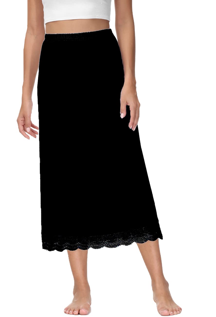 Vanrose JanSkirt Extender for Women Knee Length Lace Trim Layering Underskirt Half Slip S-5XL