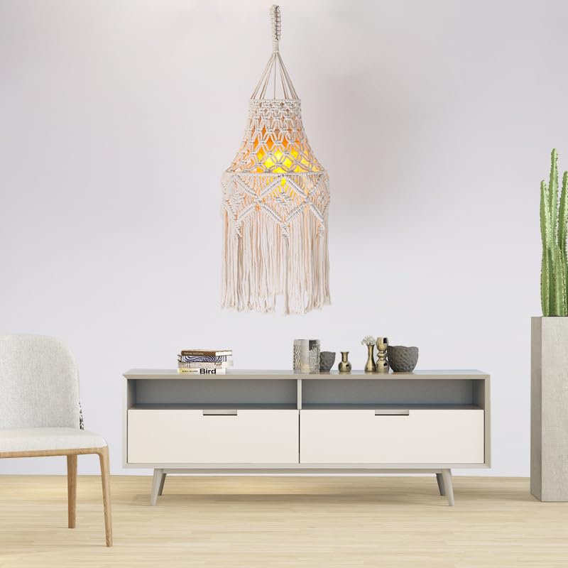 Abat-jour bohème en corde de coton pour une chambre parentale cocooning
