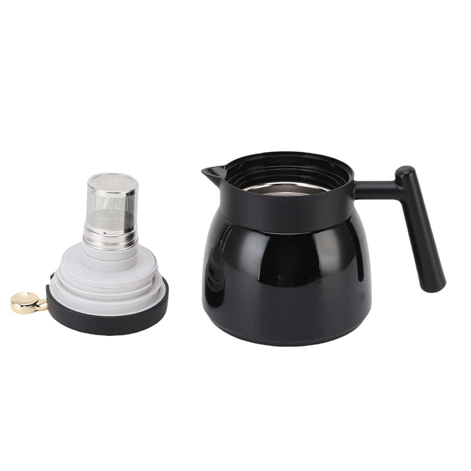 Jiawu Izolowany Czajniczka Wykonana ze Stali Nierdzewnej z pyszną pokrywką do Gorących Zimnych Napojów 880 Ml pojemność (BLACK)