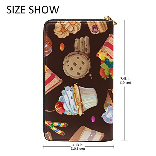 U LIFE Cute Cartoon Candy Dessert Chocolate Cake Happy Birthday Wallets Purse Cash Card Holder Case Leather - Image 5