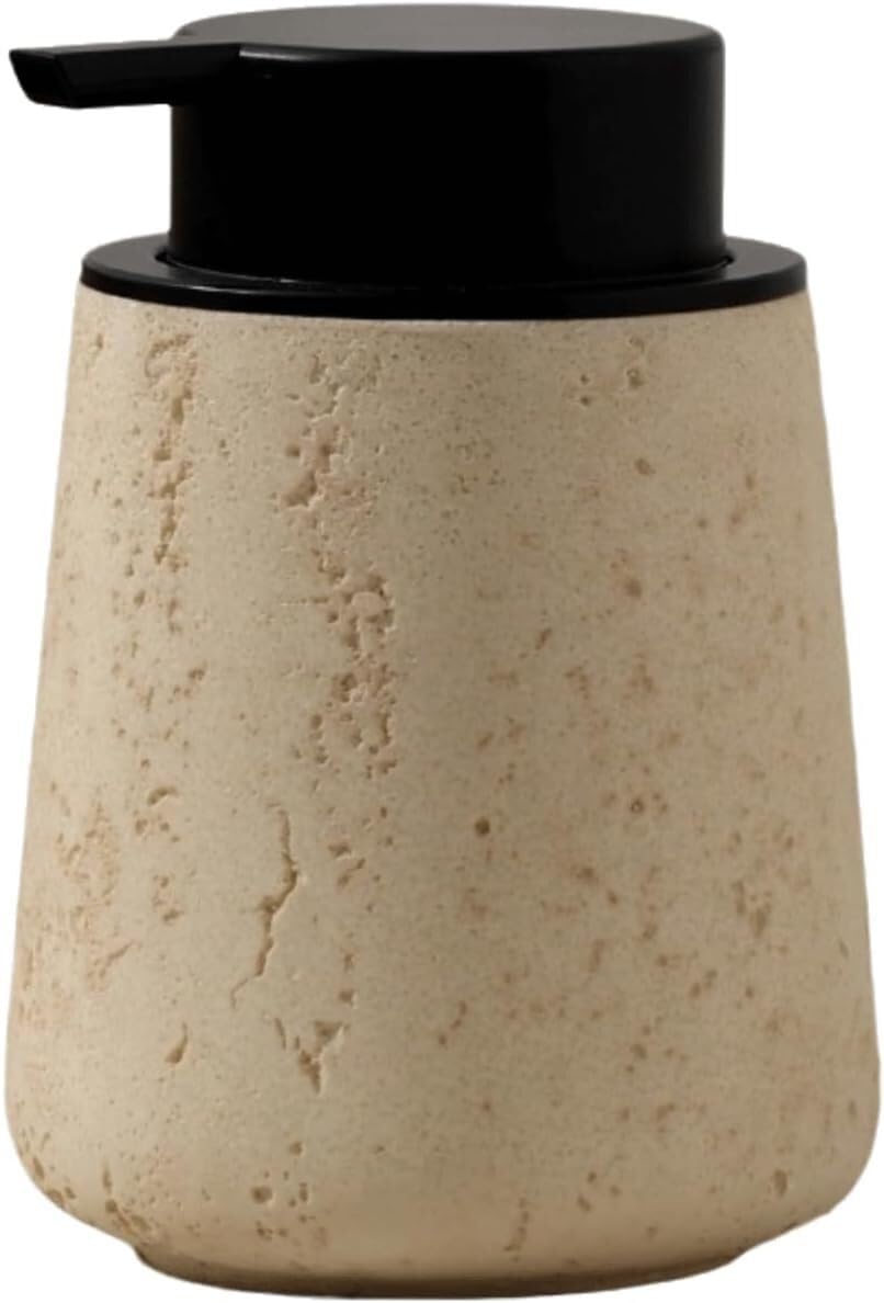 Soap bottle， Bathroom, kitchen soap dispenser 10.6 ounces modern minimalist style(Beige)