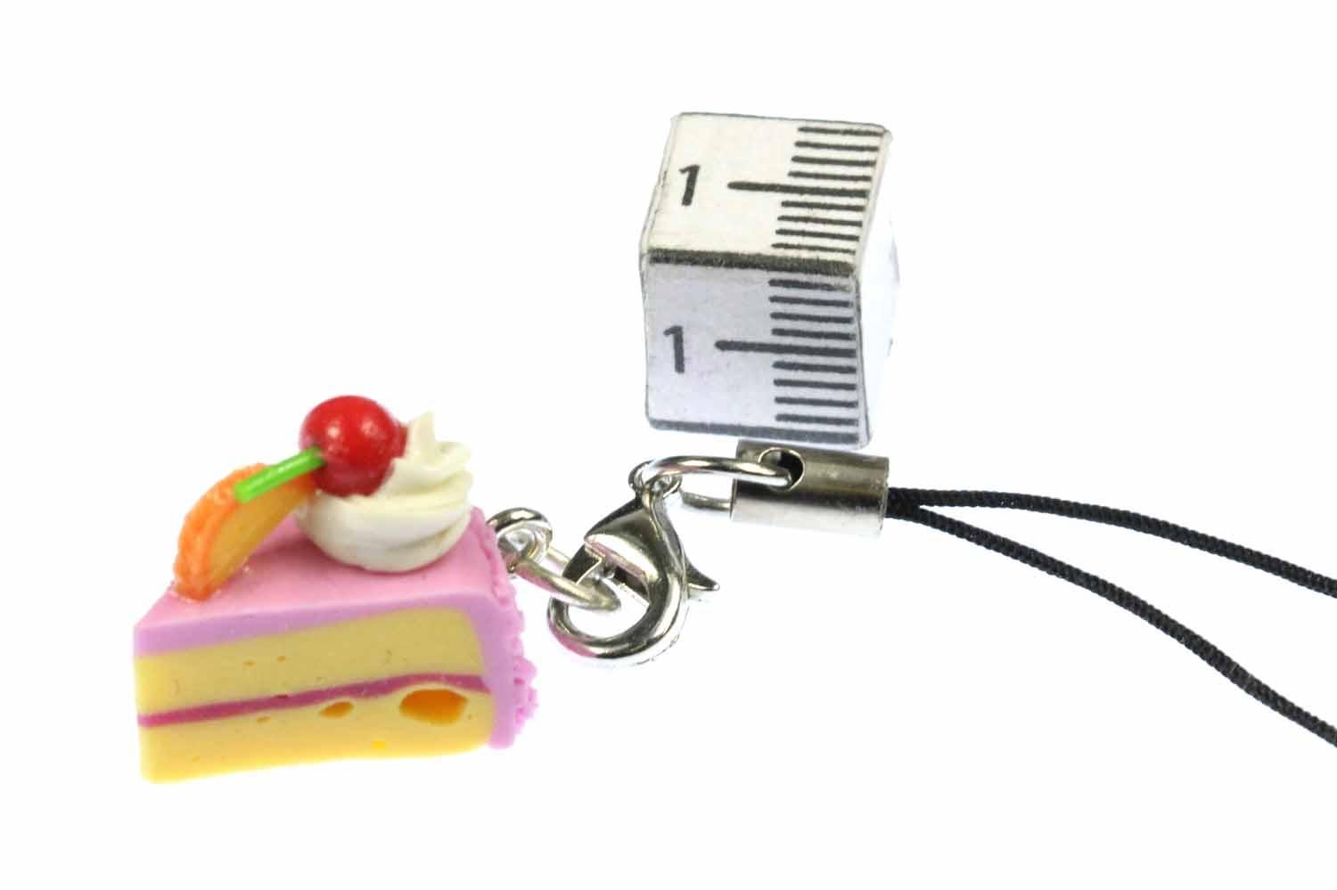 Miniblings Piece of Cake Mobile Cell Phone Charm Pendant Pink Sstrawberry Summer