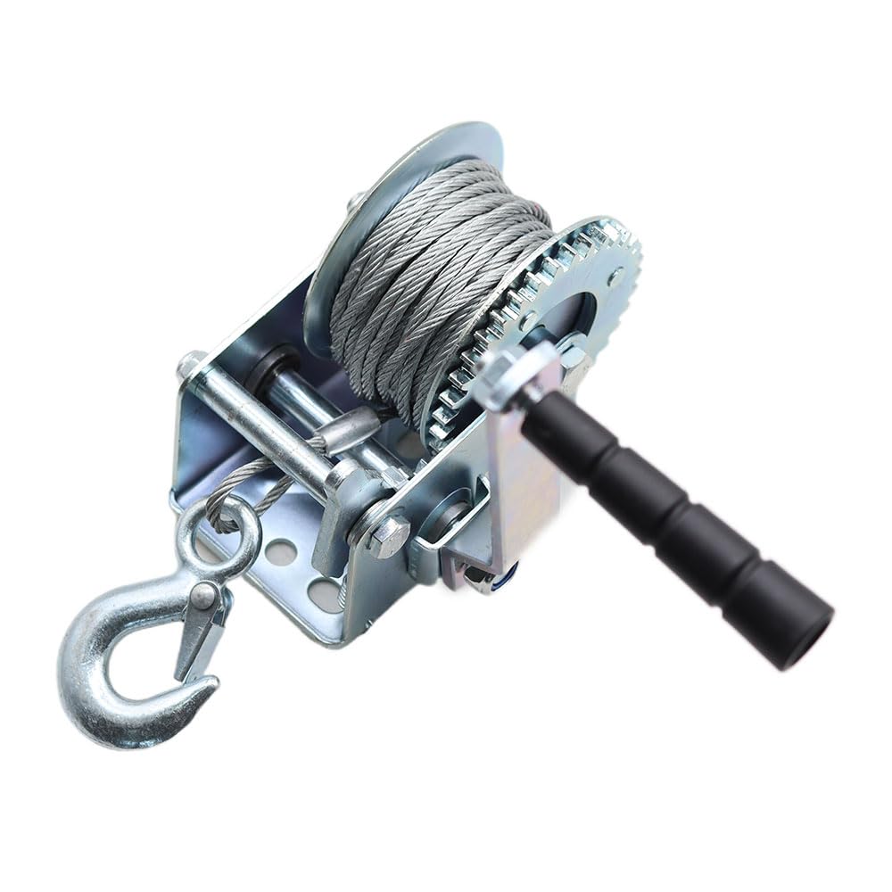 Robuster manueller Seilwinde – 272,2 kg Kapazität, 8 m Drahtseil für Marine, Off-Road, Heimwerken, Notfallziehen, tragbare Handkurbelwinde, vielseitige Hebelösung