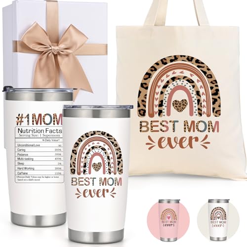 LiqCool Gifts for Mom Christmas Day Gifts for Mom from Daughter Son Unique Popular Birthday Mothers Day Gift Ideas for Wife Best Mom Ever Tumbler Cup 20ozWhite