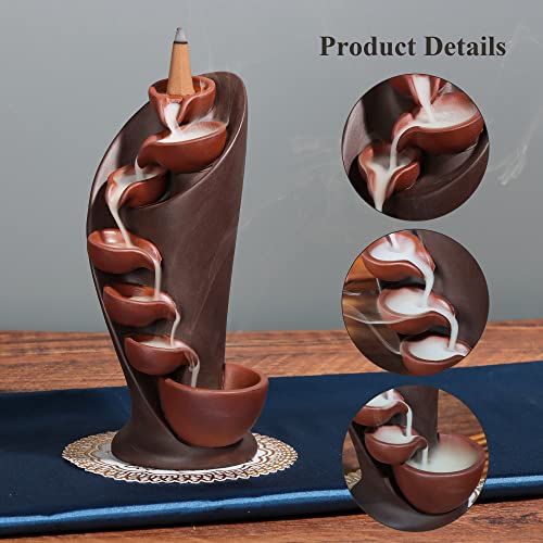 Dobehome DO-HMHUOJU-JM-F Waterfall Incense Holder Backflow Incense Burner With 20 Incense Cones,Tweezer And Mat Spiral Incense Waterfall Smoke Fountain For Home Office Yoga Aromatcherapy Spas(Torch Shape) thumb #2
