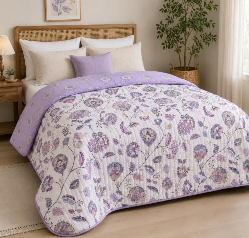 Image of RRC Cotton Jaipuri Rajai for Double Bed | Floral Print AC Comforter | Lightweight 200 GSM Summer Quilt | Soft Breathable Cotton Quilt | Pack of 1