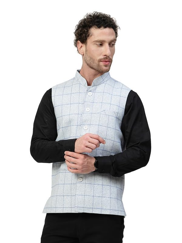 Image of VASTRAA FUSION Men's Traditional Woolen Nehru Jacket Modi Waistcoat